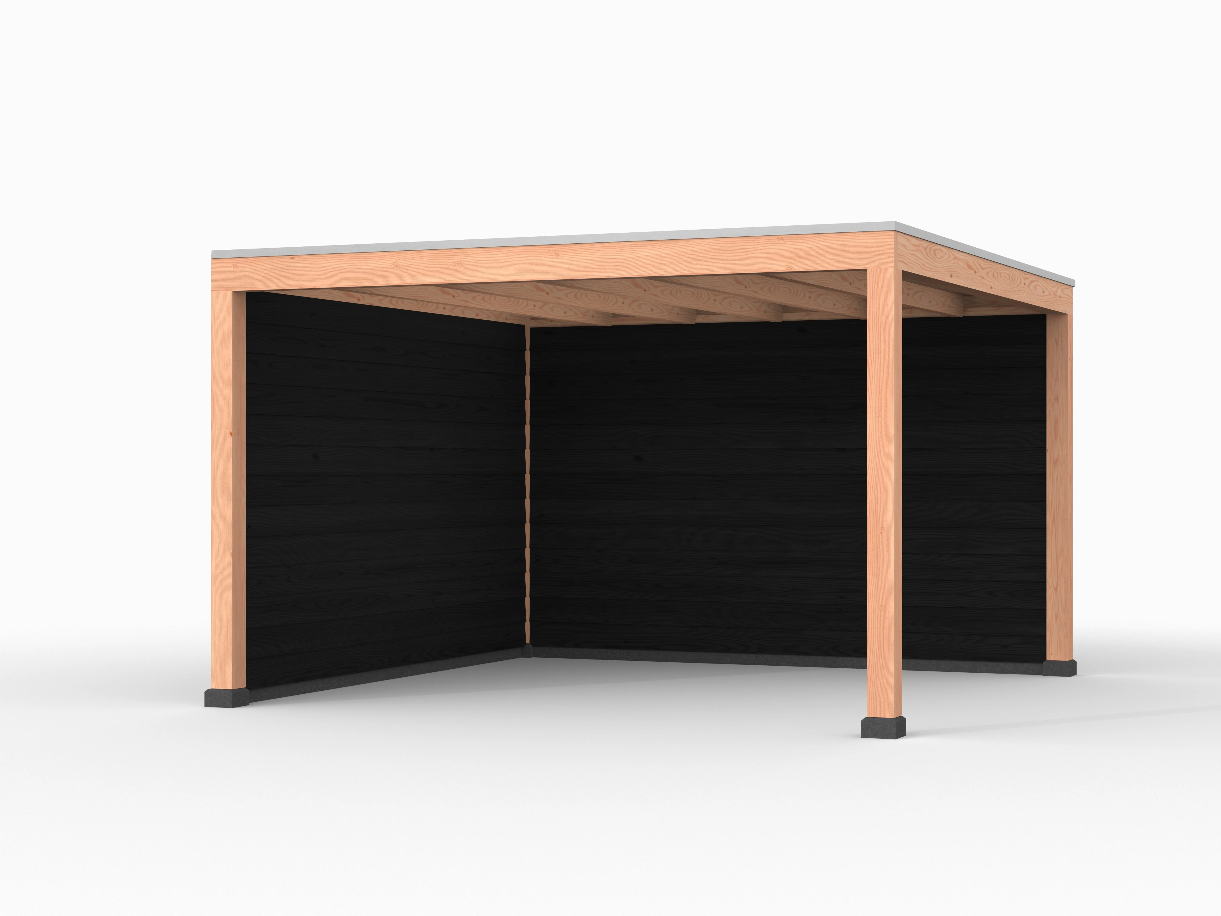 Douglas overkapping, 400 x 400, met achterwand en zijwand, Westwood Elegant zwart - Afbeelding 1